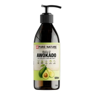 OLEJ Z AWOKADO NIERAFINOWANY ZIMNOTŁOCZONY NATURALNY 500ml + POMPKA 0,5l — zdjęcie 1