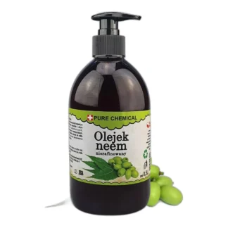 OLEJEK NEEM NIERAFINOWANY NATURALNY TŁOCZONY NA ZIMNO + DOZOWNIK 0,5l 500ml — zdjęcie 1