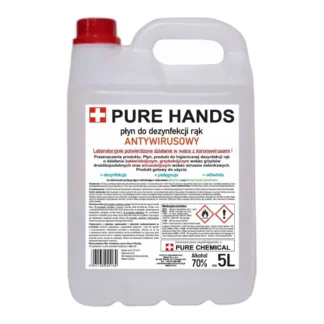 PŁYN DO DEZYNFEKCJI RĄK, SKÓRY PURE HANDS 5l ANTYBAKTERYJNY Z GLICERYNĄ 70% — zdjęcie 1