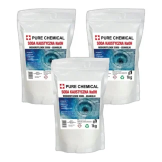 Soda Kaustyczna Do Rur 99,9% Granulki Wodorotlenek Sodu NaOH 3x1kg — zdjęcie 1